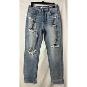 NWT Flying Monkey Black‎ Label Womens Light Wash Distressed Jeans Denim Size 26